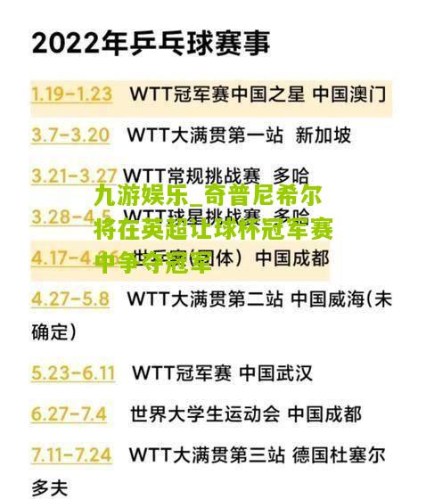 九游娱乐_奇普尼希尔将在英超让球杯冠军赛中争夺冠军